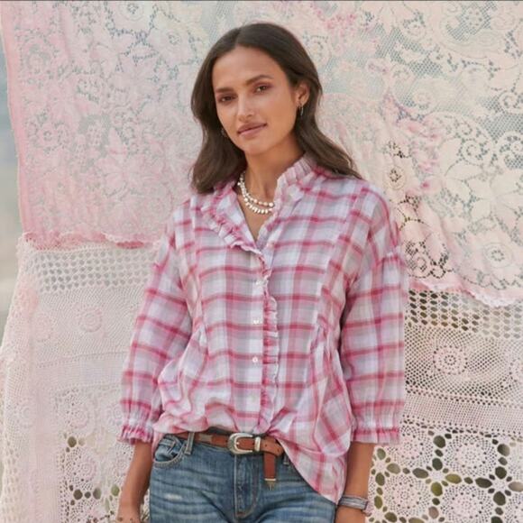 Sundance Janis Plaid Top Size Small - Picture 2 of 5